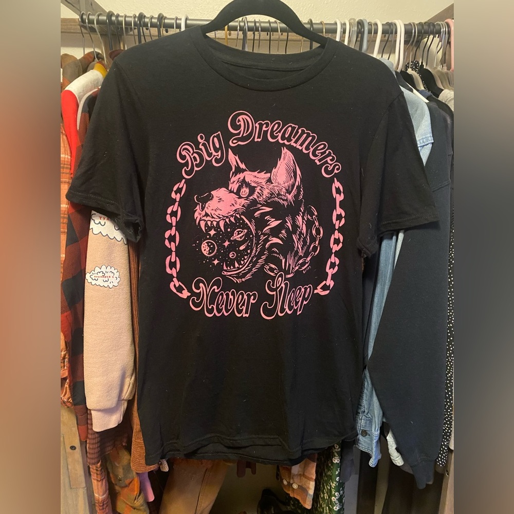 Boss Dog Art Dept Dreamers Never Sleep Black T-Shirt